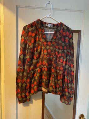 Gamma Patterned Hooded Pullover - Red, Olive, Gray